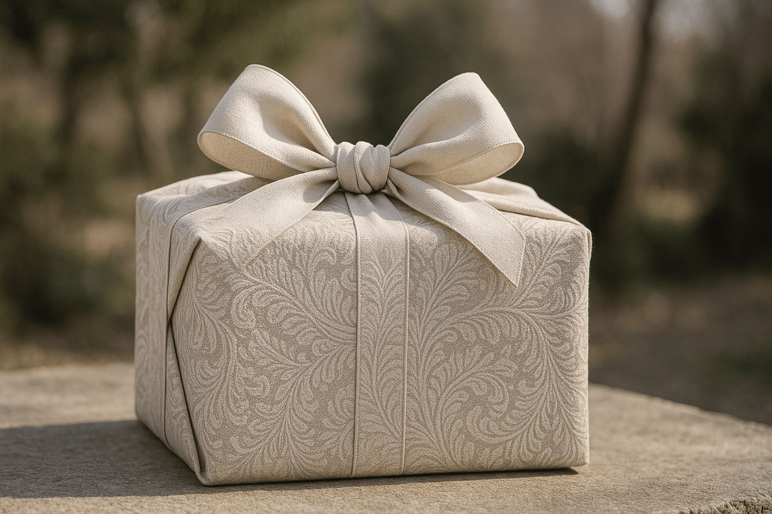 cadeau emball&eacute; dans du joli tissus